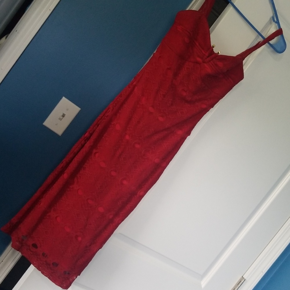 Red lace dress
